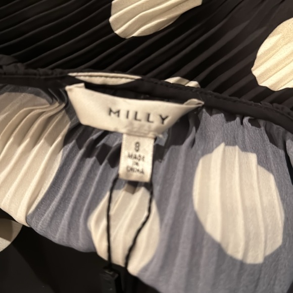 Milly NWT 🎉host pickx2🎉🎈pleated Polka dot Liv dress - Picture 14 of 16